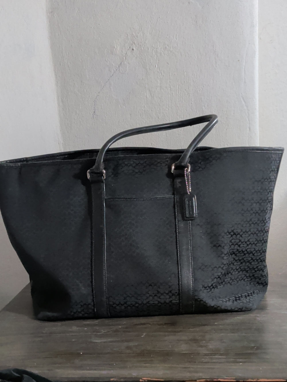 Huge Coach Black Signature Tote with Logo Tag